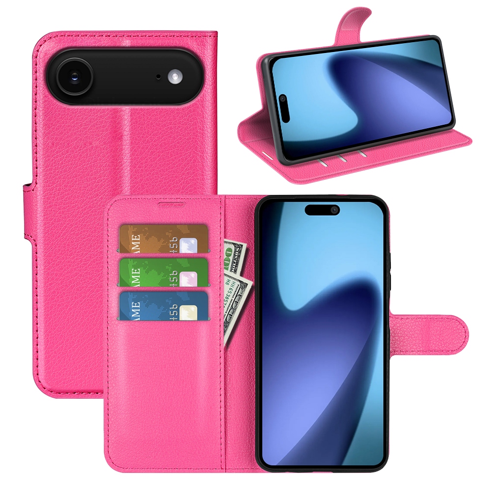 Litchi knížkové pouzdro na iPhone 17 Air - rose