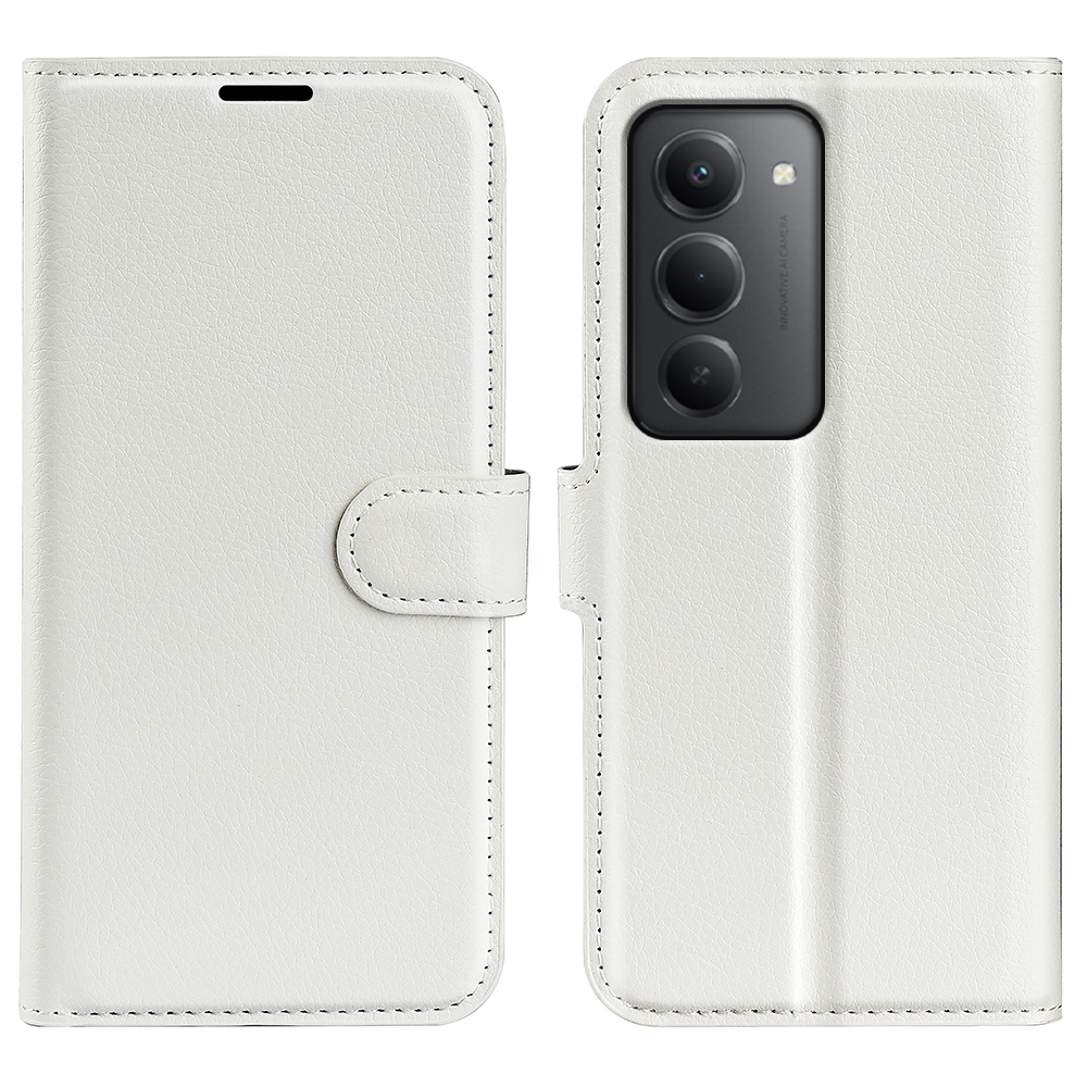 Litchi knížkové pouzdro na Xiaomi Redmi 15 4G/5G (171mm) - bílé