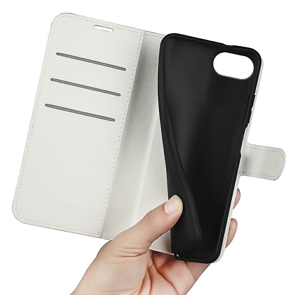Litchi knížkové pouzdro na iPhone 16e - bílé