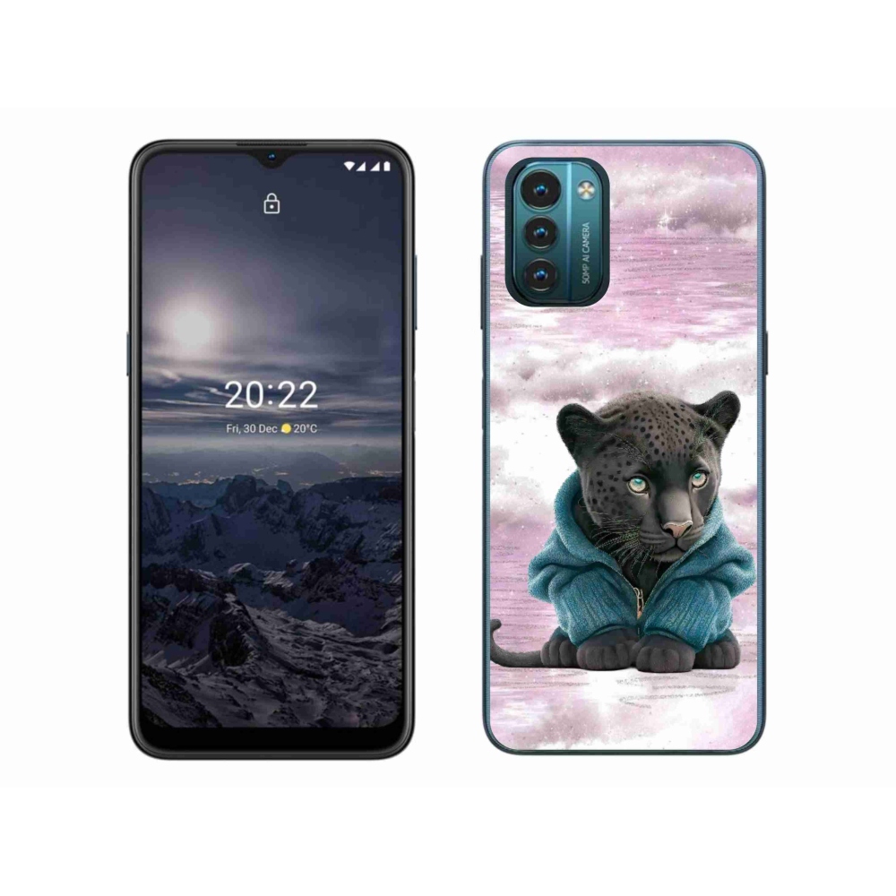 Gelový kryt mmCase na Nokia G11/G21 - černý panter ve svetru