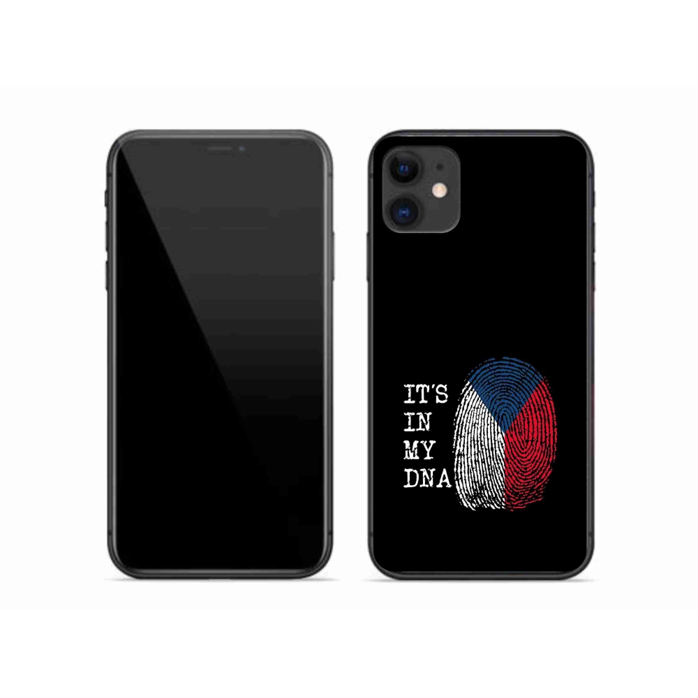 Gelový kryt mmCase na iPhone 11 - vlajka otisk prstu černé pozadí