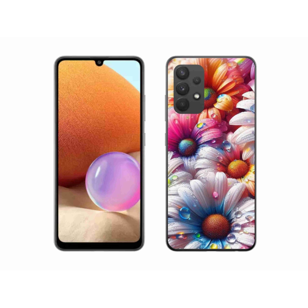 Gelový kryt mmCase na Samsung Galaxy A32 4G - barevné kopretiny