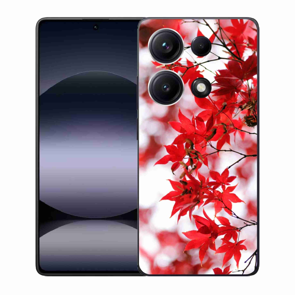 Gelový kryt mmCase na Xiaomi Redmi Note 14S - červené listy