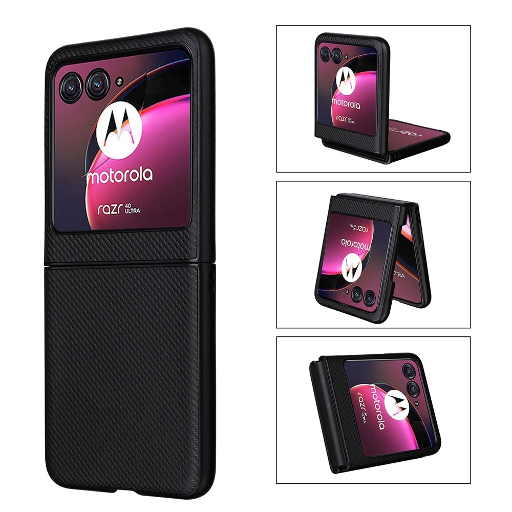 Textury plastový kryt s umělou kůží na Motorola Razr 40 Ultra 5G - černý