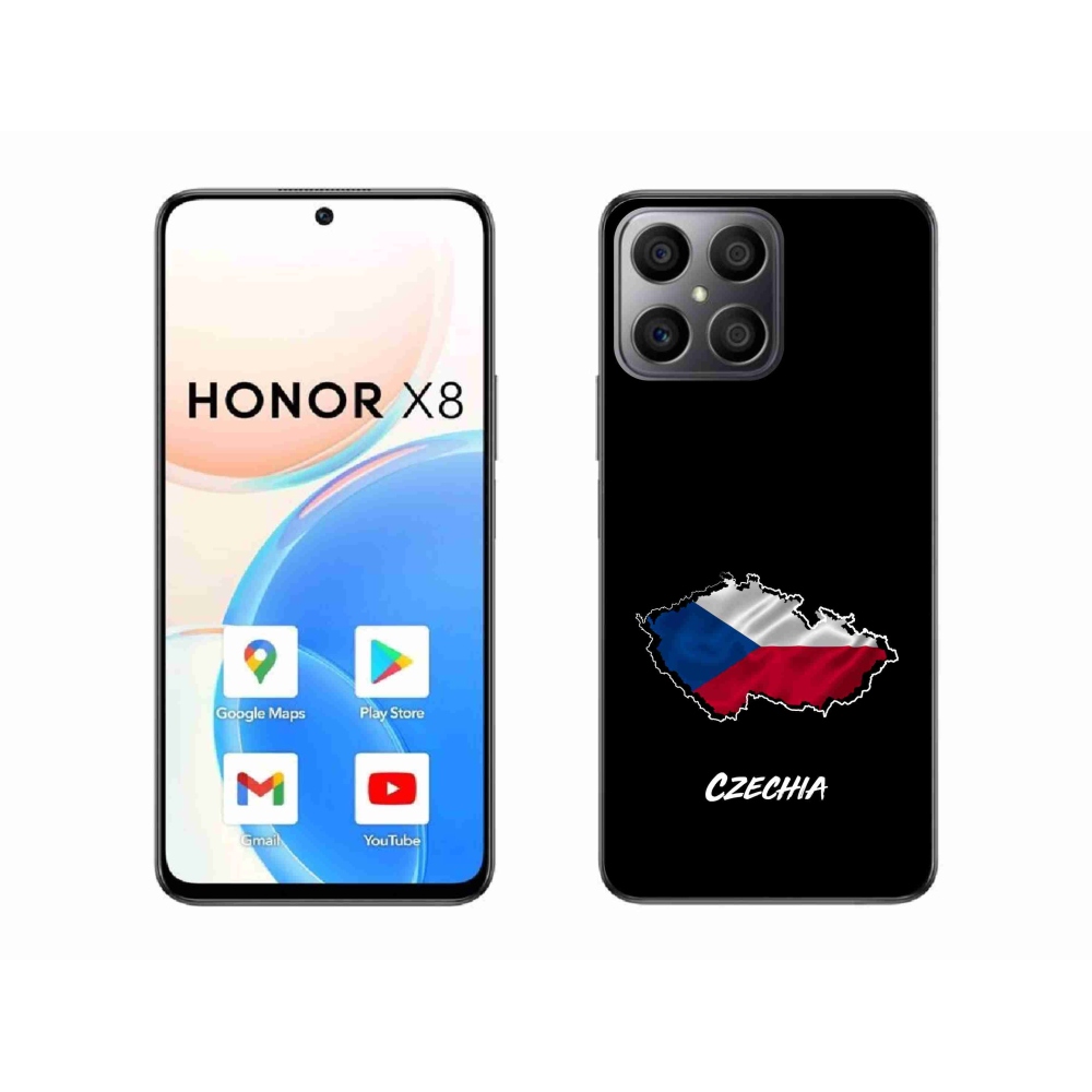 Gelový kryt mmCase na Honor X8 4G - Czechia černé pozadí