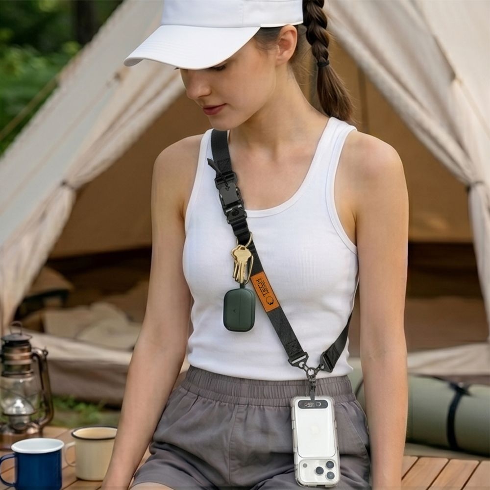 Tech-Protect C9S Rope Crossbody popruh na telefon - černý/oranžový