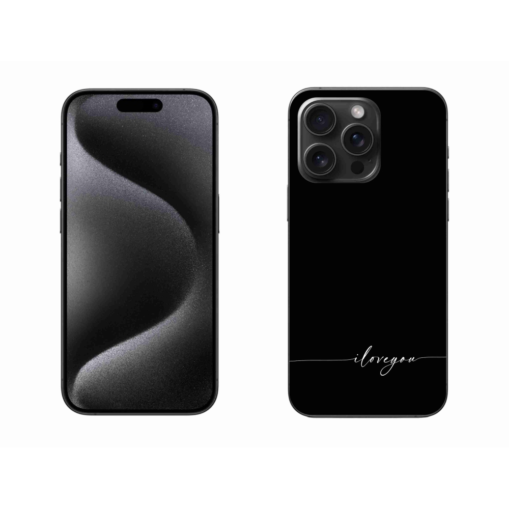 Gelový kryt mmCase na iPhone 15 Pro Max - I love you černé pozadí