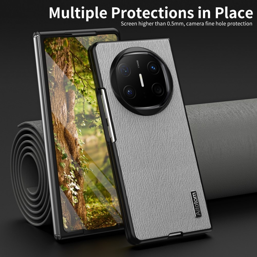 Aitotom plastový kryt s umělou kůží na Huawei Mate X6 - šedý