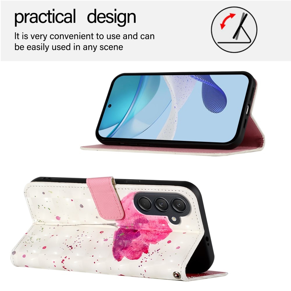 Patte knížkové pouzdro na Samsung Galaxy M55 5G - růžový květ