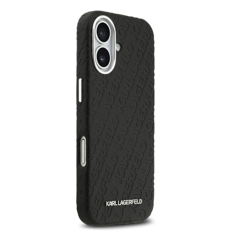 Karl Lagerfeld Grained PU Repeated Logo MagSafe Zadní Kryt pro iPhone 17 Black