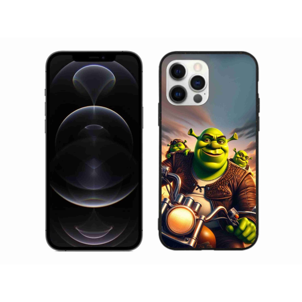 Gelový kryt mmCase na iPhone 12 Pro Max - shrek na motorce