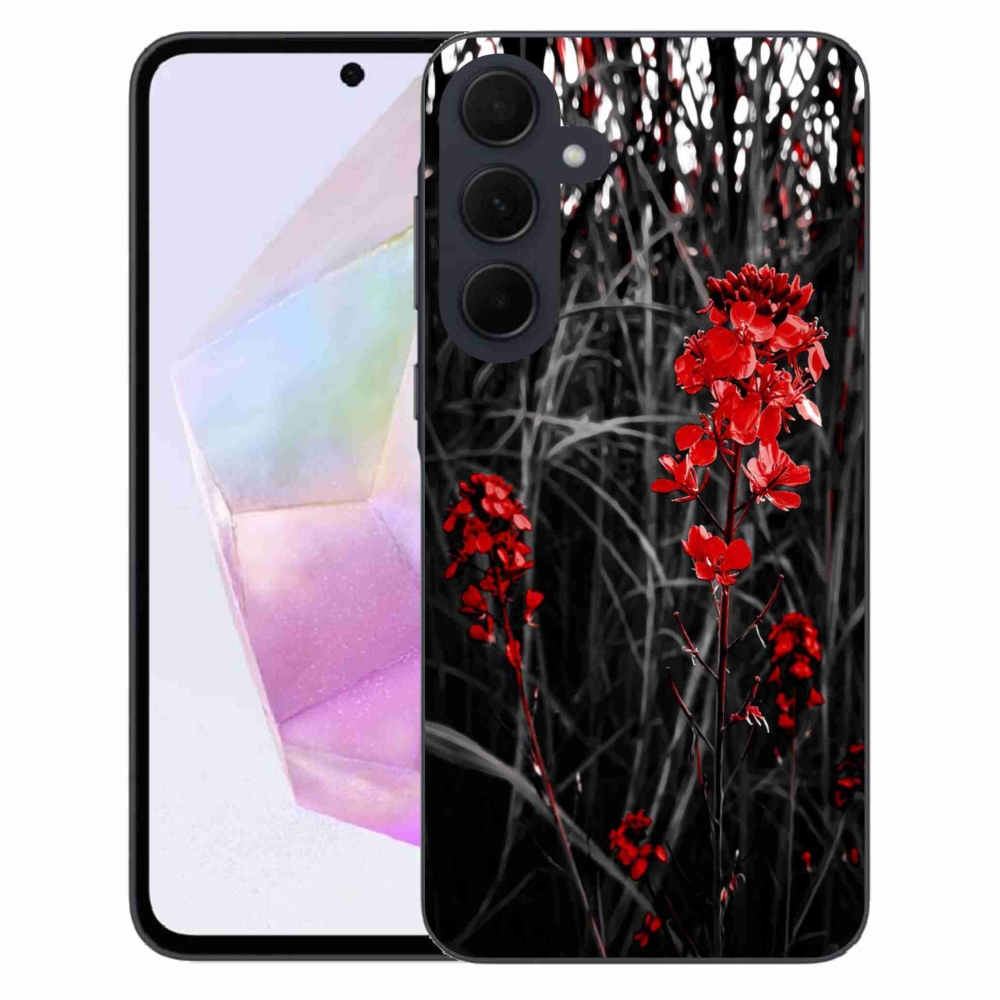 Gelový kryt mmCase na Samsung Galaxy A35 5G - červená rostlina