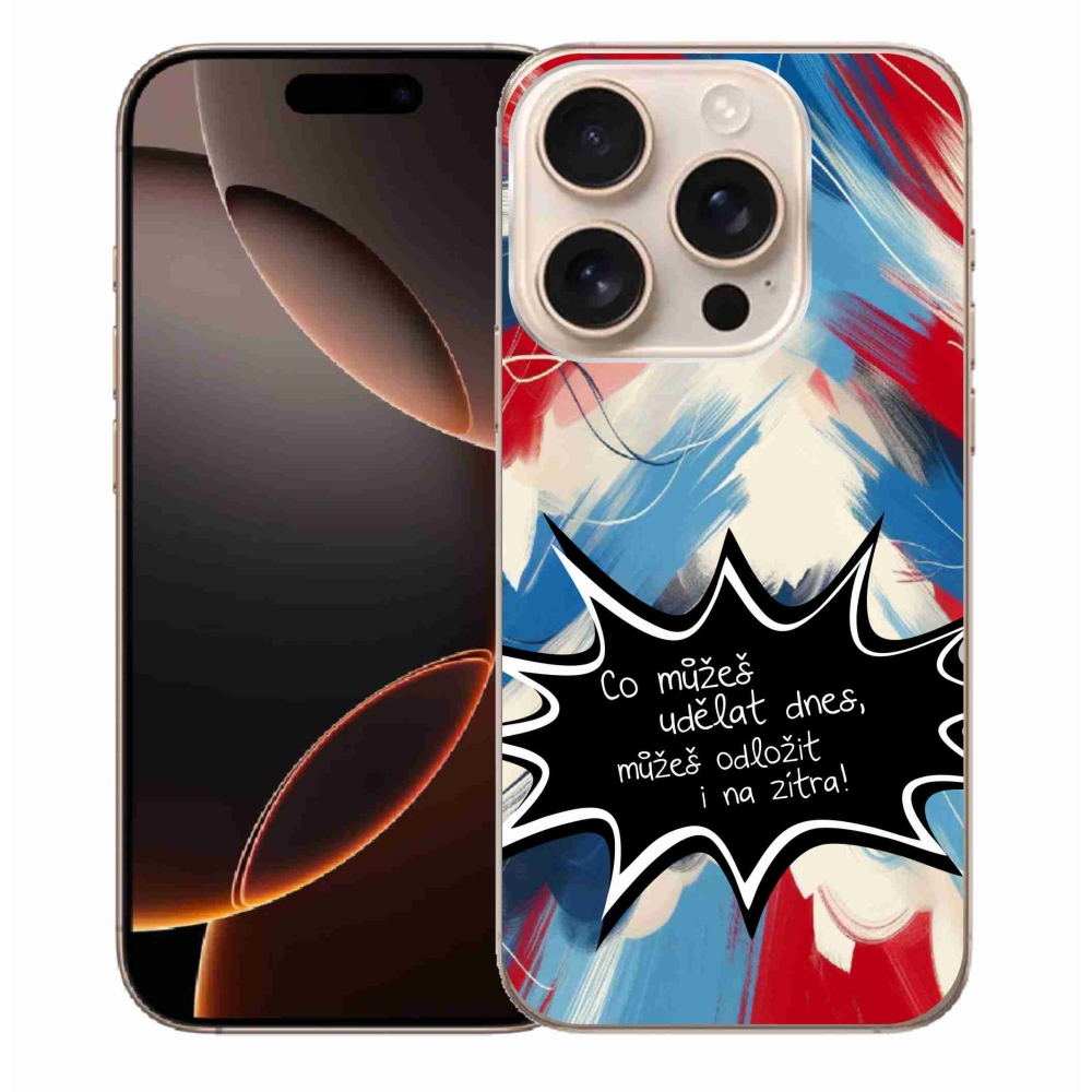 Gelový kryt mmCase na iPhone 16 Pro Max - vtipný text 9 černé pozadí