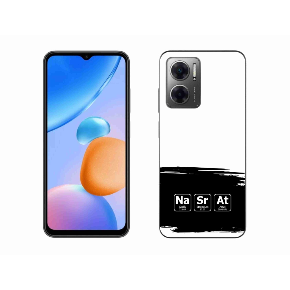 Gelový kryt mmCase na Xiaomi Redmi 10 5G - chemické prvky černobílé pozadí