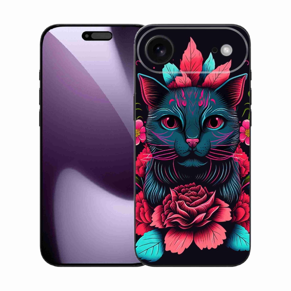 Gelový kryt mmCase na iPhone 17 Air - květiny a kočka