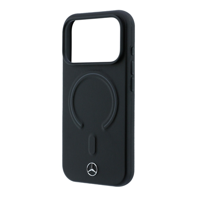 Mercedes PU Leather 3D MagSafe Zadní Kryt pro iPhone 18 Pro Black/Anthracite