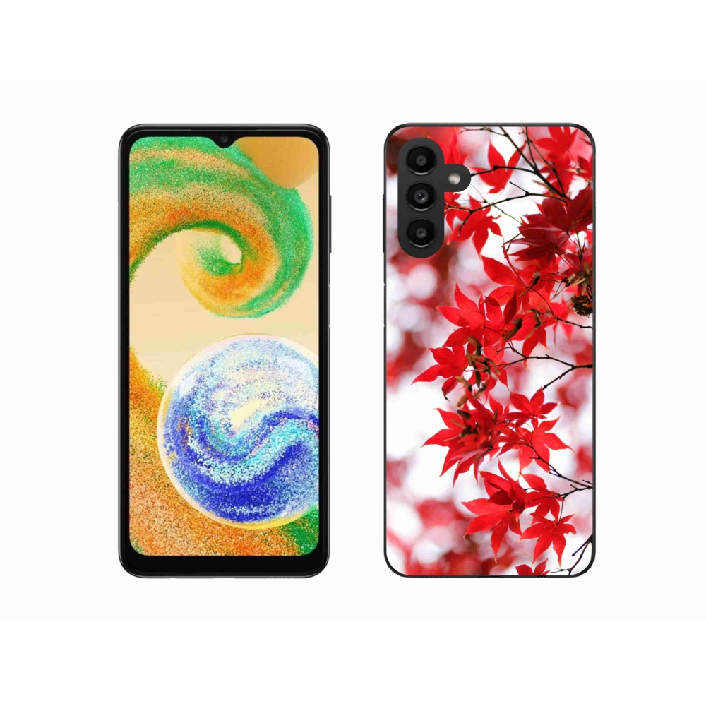 Gelový kryt mmCase na Samsung Galaxy A04s (164.7x76.7x9.1mm) - červené listy