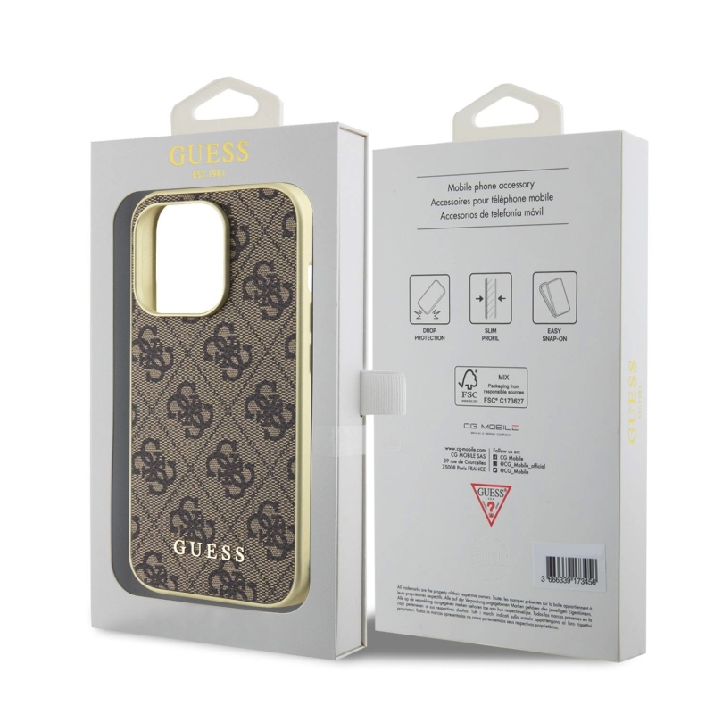 Guess 4G Charm Zadní Kryt pro iPhone 15 Pro Brown