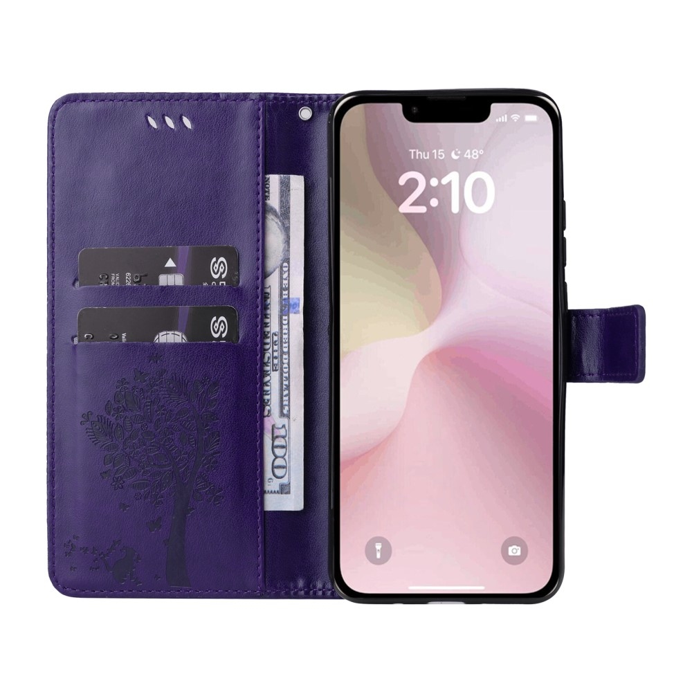 Trees knížkové pouzdro na iPhone 16e - tmavěfialové