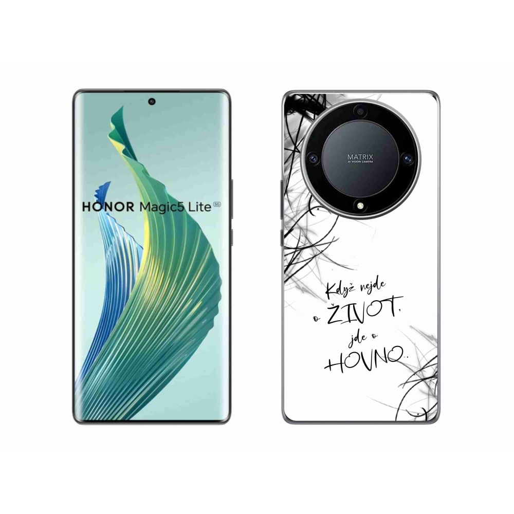 Gelový kryt mmCase na Honor Magic 5 Lite 5G - vtipný text 16 bílé pozadí