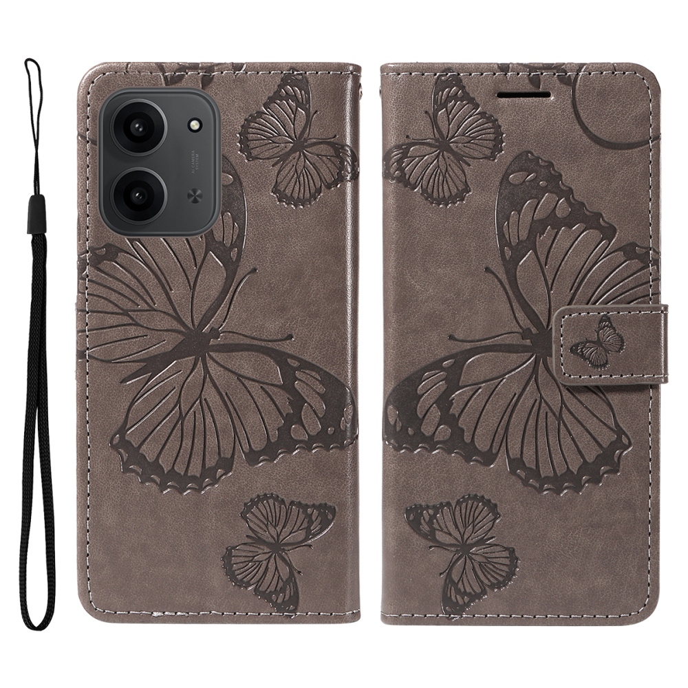 Big Butterfly knížkové pouzdro na Xiaomi Redmi 15C 4G/5G (173mm) - šedé