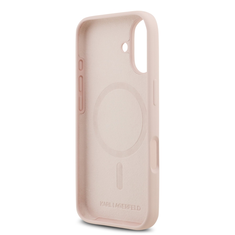 Karl Lagerfeld Liquid Silicone Double Heads MagSafe Zadní Kryt pro iPhone 17 Pink