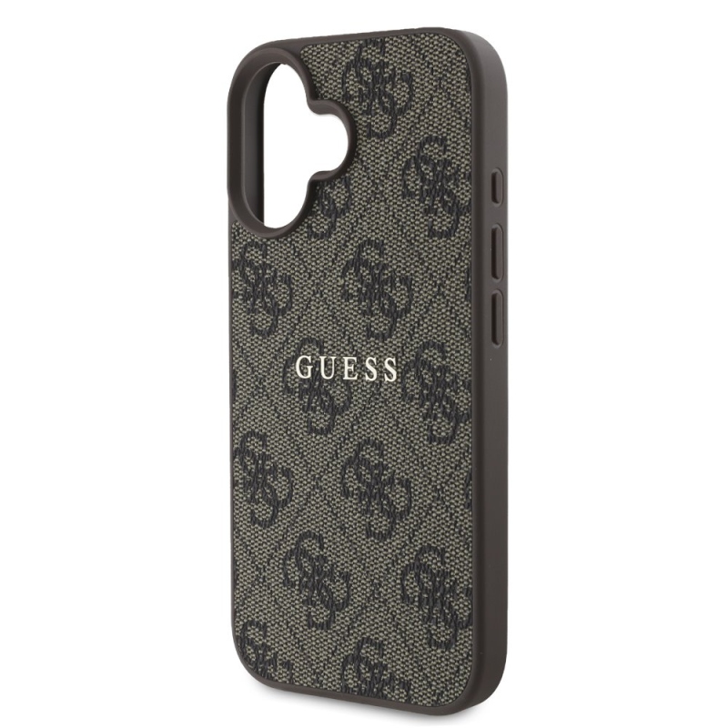 Guess PU 4G Classic Logo MagSafe Zadní Kryt pro iPhone 16 Plus Brown