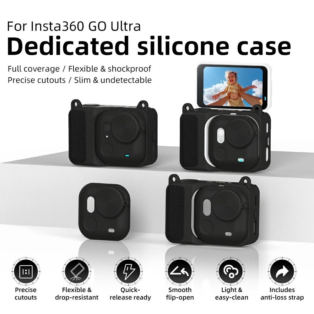 FLYMILE silikonové pouzdro 360° s krytkou objektivu pro Insta360 GO Ultra