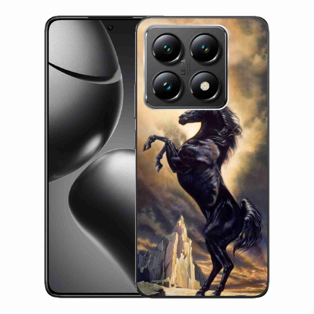 Gelový kryt mmCase na Xiaomi 14T - černý kreslený kůň