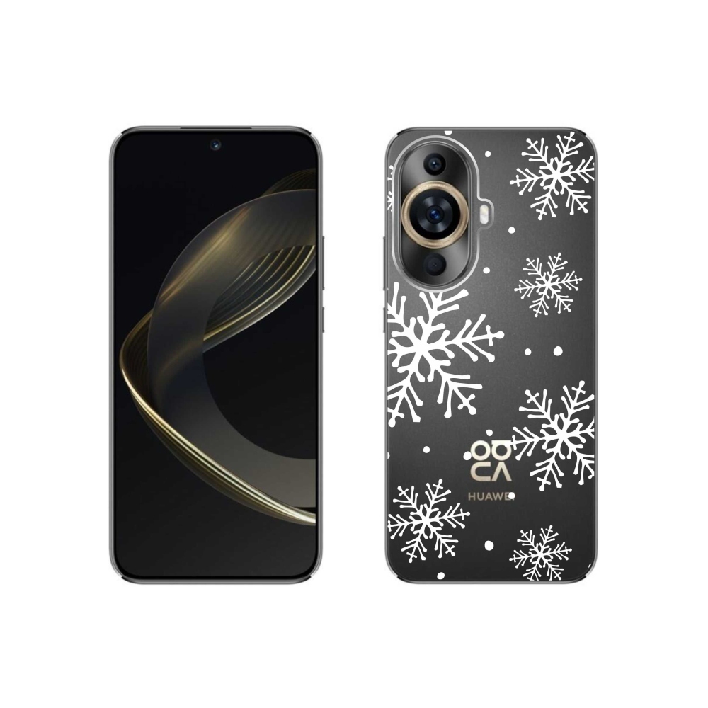 Gelový kryt mmCase na Huawei Nova 11 - bílé vločky na průhledném pozadí