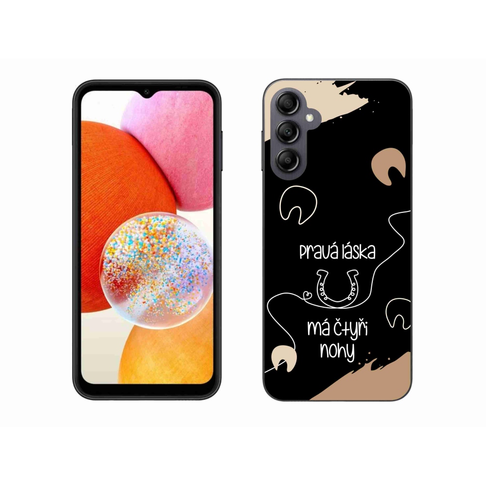 Gelový kryt mmCase na Samsung Galaxy A14 4G/5G - koňský motiv černé pozadí