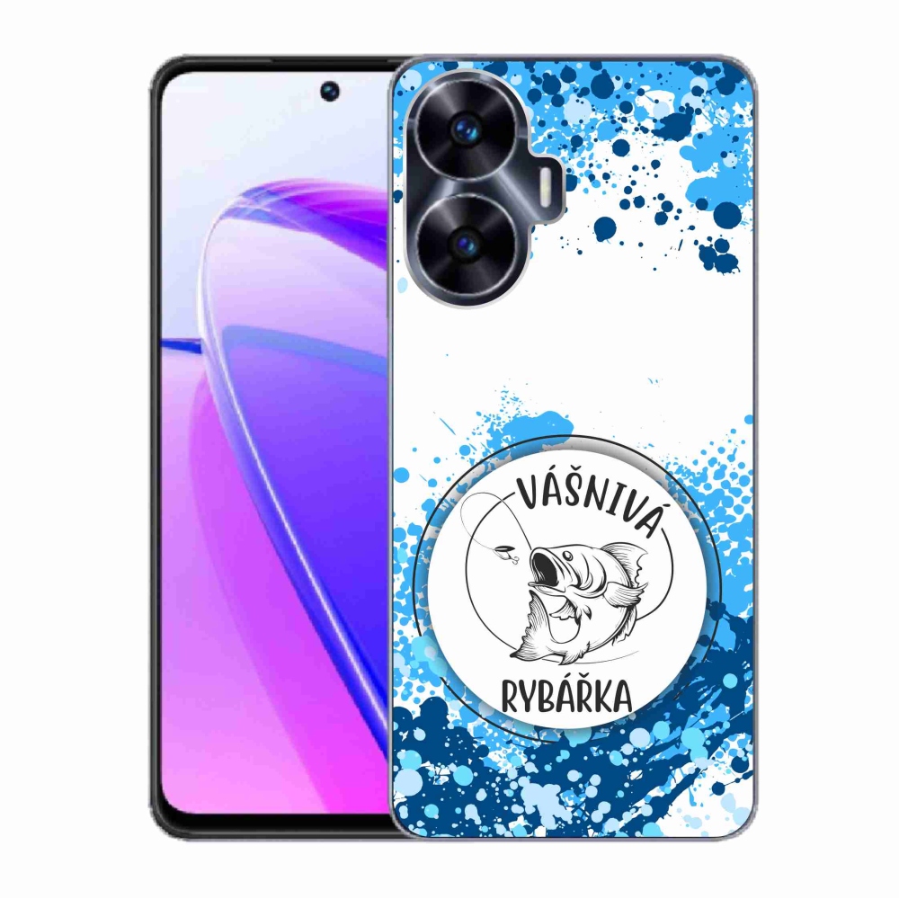 Gelový kryt mmCase na Realme C55 - vášnivá rybářka bílé pozadí