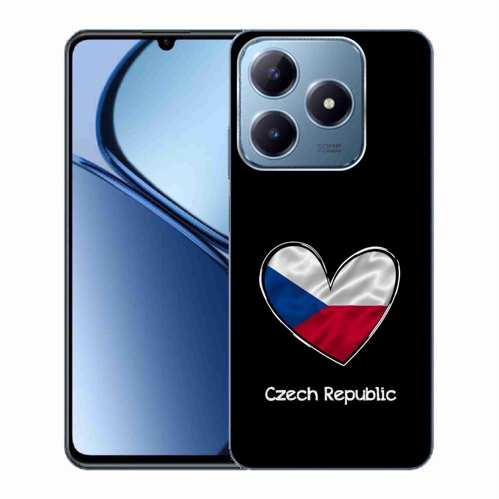 Gelový kryt mmCase na Realme C63 - vlajka srdce černé pozadí