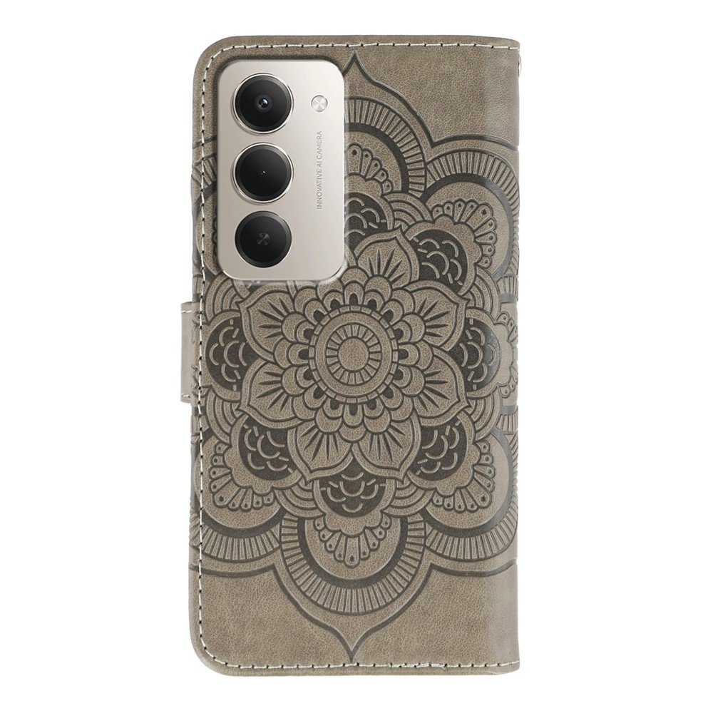 Mandala knížkové pouzdro na Xiaomi Redmi 15 5G - šedé
