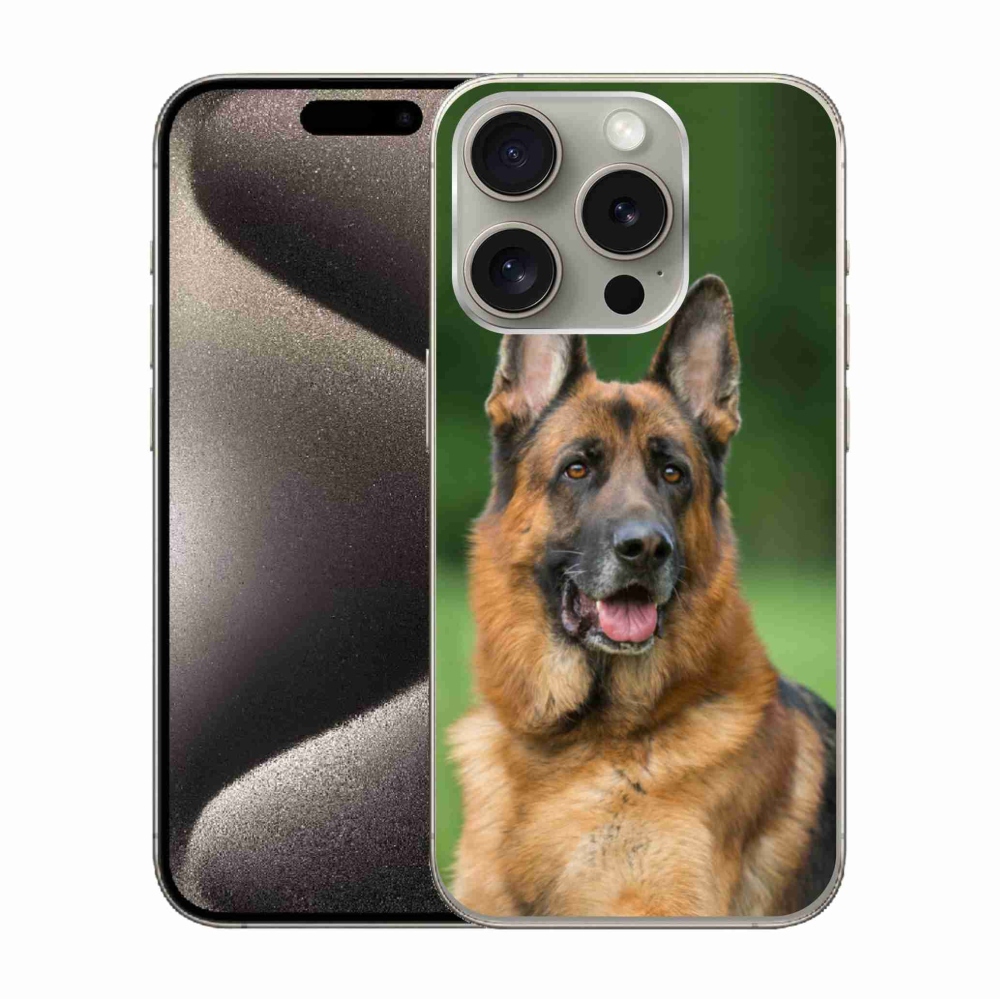 Gelový kryt mmCase na iPhone 15 Pro - německý ovčák
