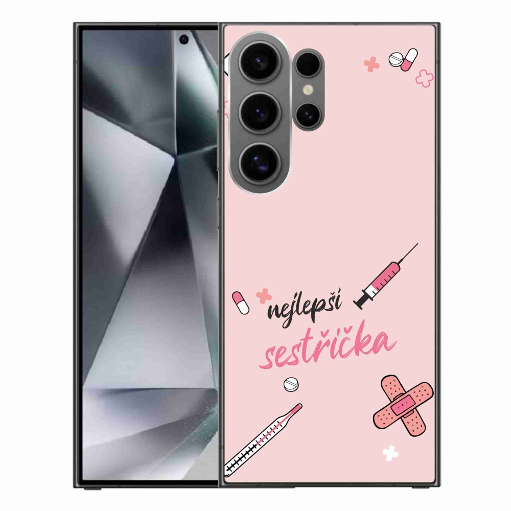 Gelový kryt mmCase na Samsung Galaxy S24 Ultra - nejlepší sestřička růžové pozadí