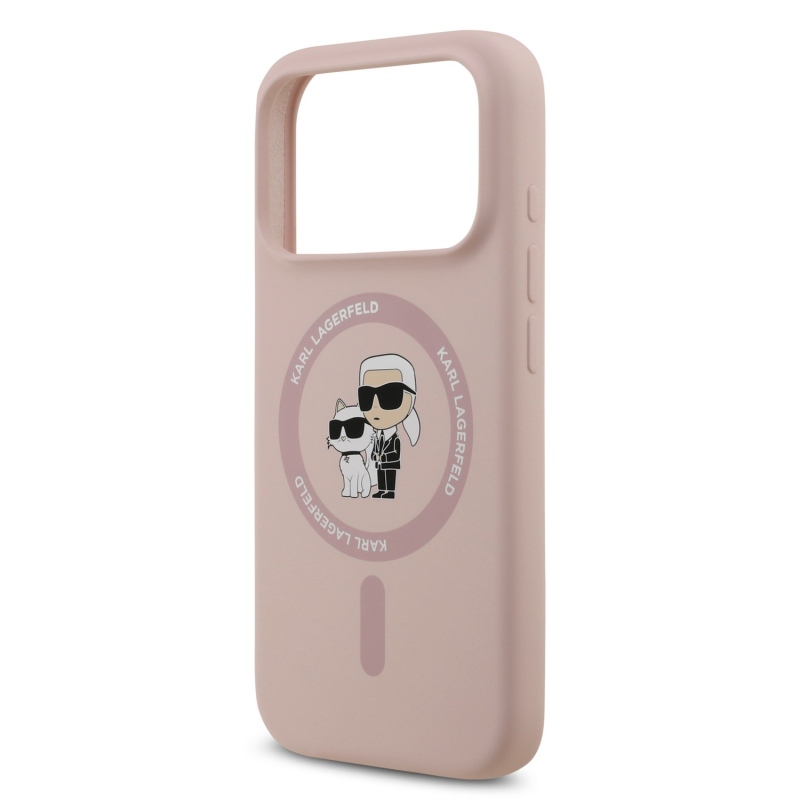 Karl Lagerfeld Liquid Silicone Karl and Choupette MagSafe Zadní Kryt pro iPhone 18 Pro Pink