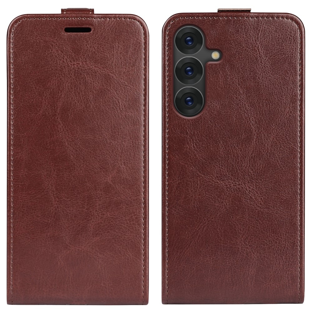 Vertical knížkové pouzdro na Samsung Galaxy S25 - hnědé