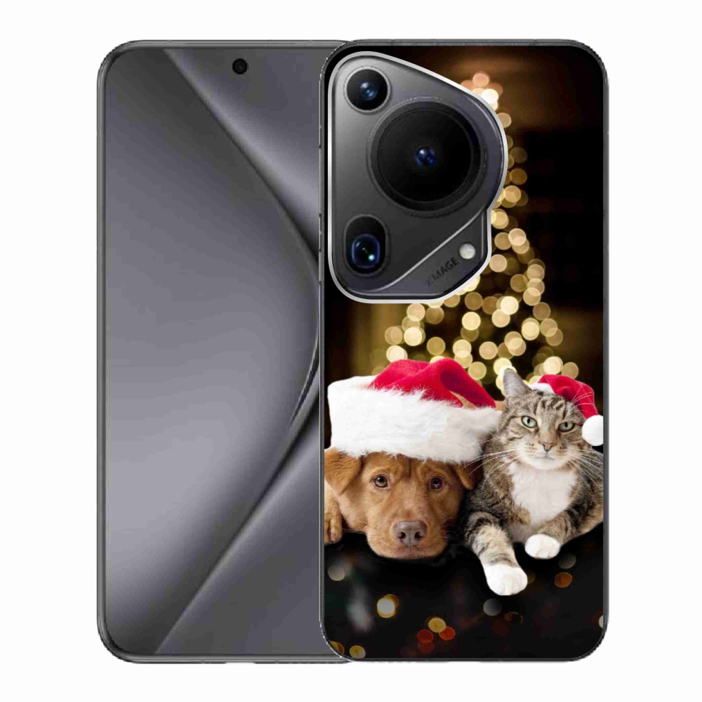 Gelový kryt mmCase na Huawei Pura 70 Ultra - vánoční pes a kočka