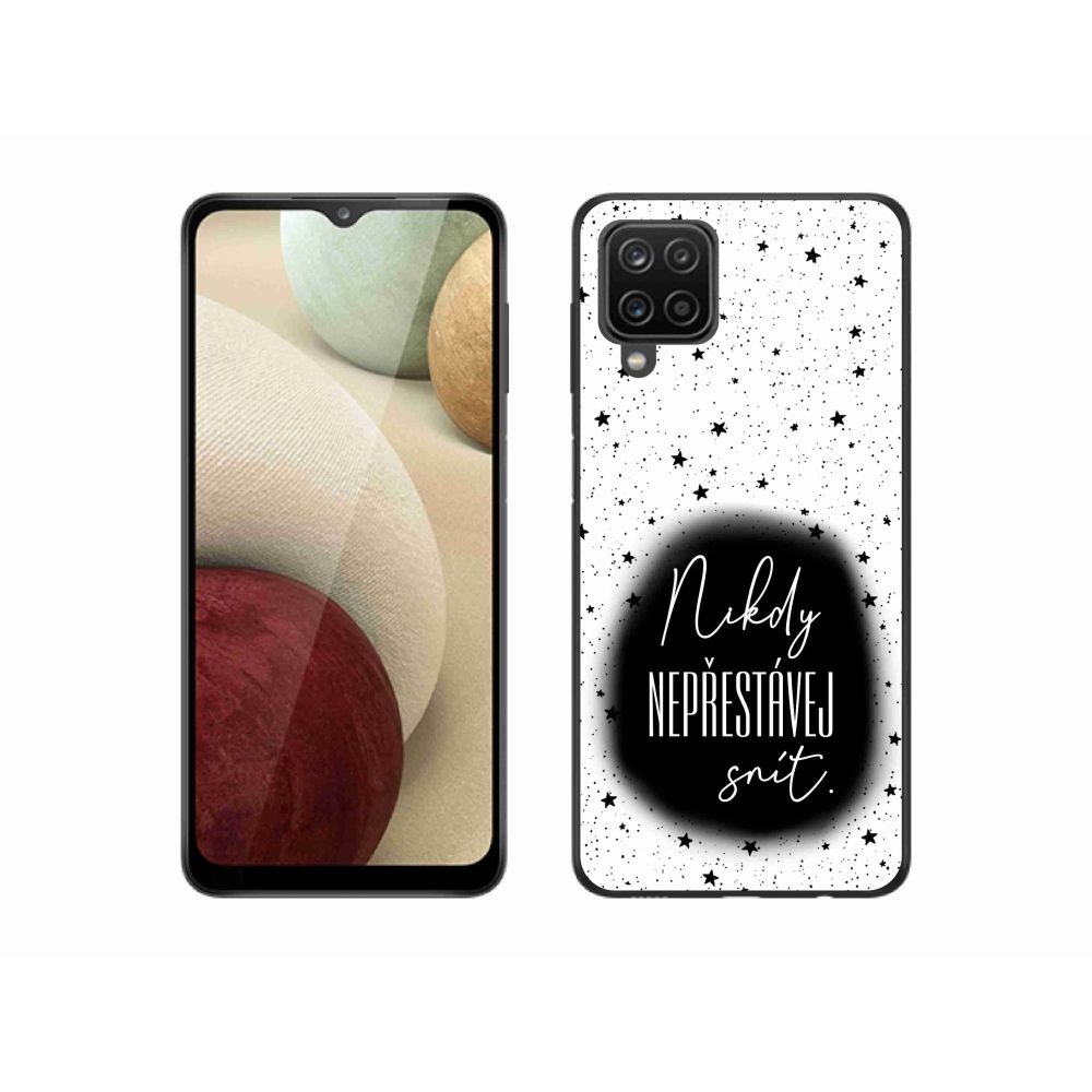 Gelový kryt mmCase na Samsung Galaxy M12 - citát 1 černobílé pozadí