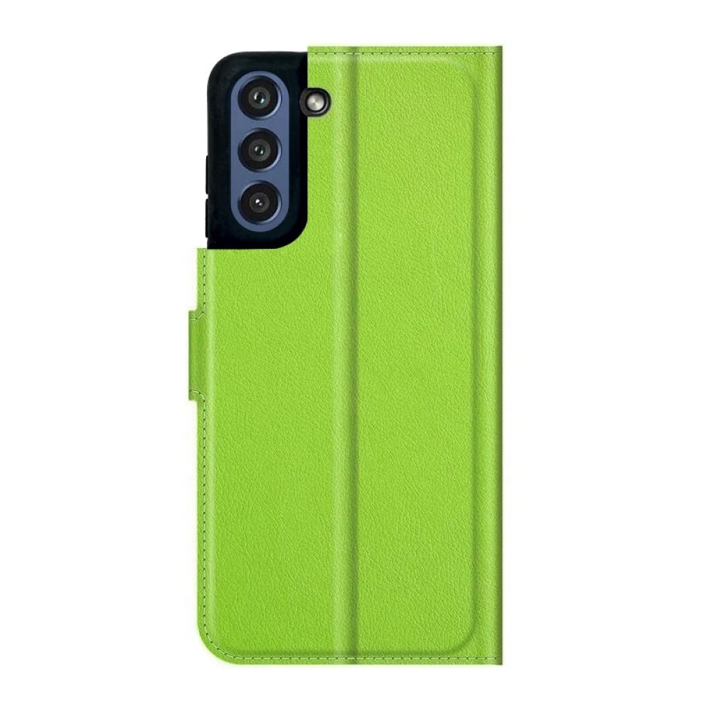 Litchi PU kožené peněženkové pouzdro na mobil Samsung Galaxy S21 FE 5G - zelené