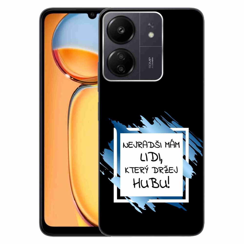 Gelový kryt mmCase na Xiaomi Poco C65/Redmi 13C - vtipný text 7 bíločerné pozadí