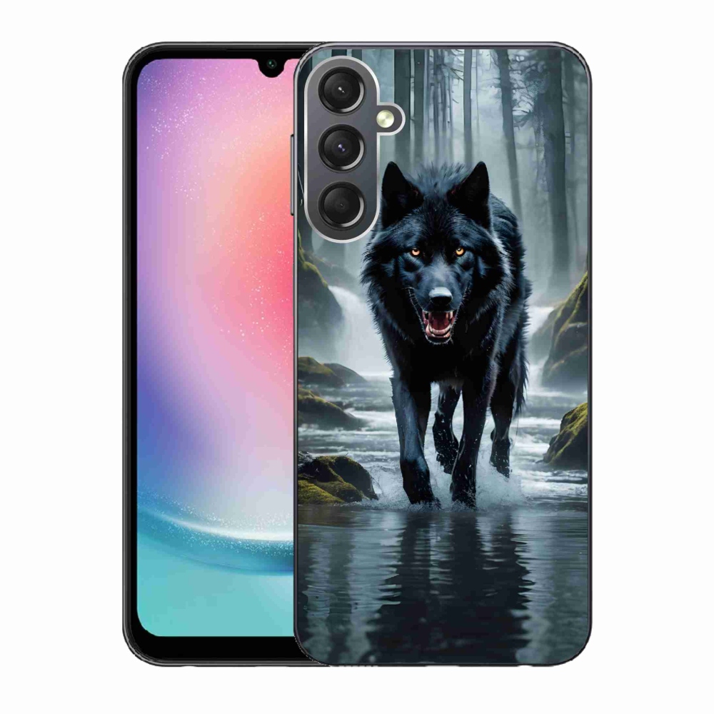 Gelový kryt mmCase na Samsung Galaxy A24 - černý vlk