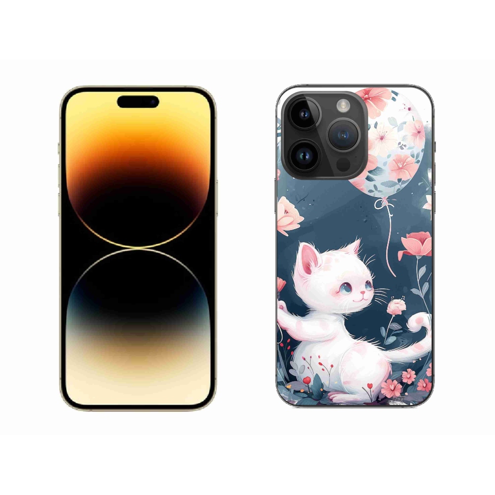 Gelový kryt mmCase na iPhone 14 Pro Max - kotě s balónkem
