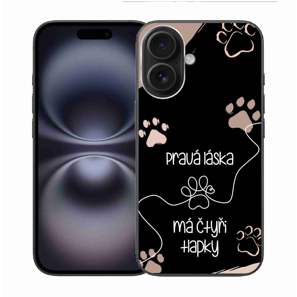 Gelový kryt mmCase na iPhone 16 - psí motiv 1 černé pozadí
