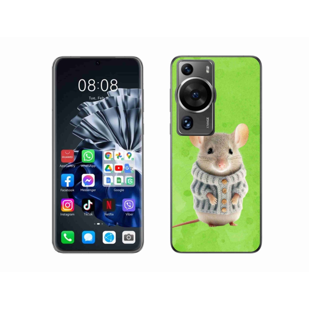 Gelový kryt mmCase na Huawei P60 Pro - myška ve svetru