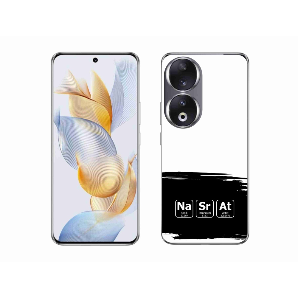 Gelový kryt mmCase na Honor 90 - chemické prvky černobílé pozadí