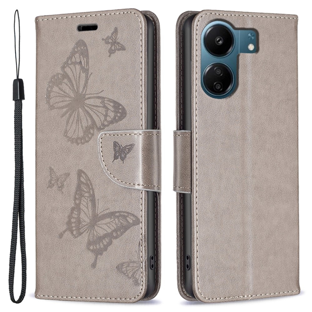 Butterfly knížkové pouzdro na Xiaomi Poco C65/Redmi 13C 4G/5G - šedé