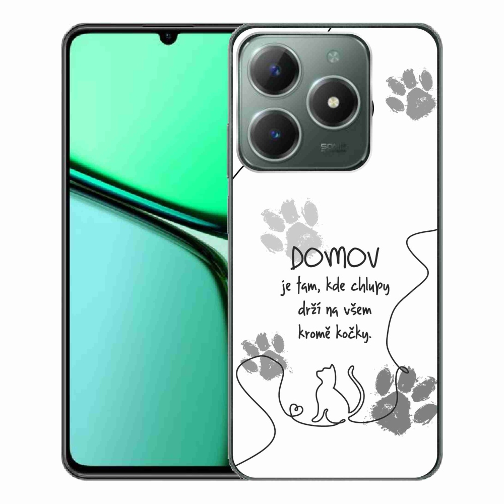 Gelový kryt mmCase na Realme C61 - kočičí motiv bílé pozadí