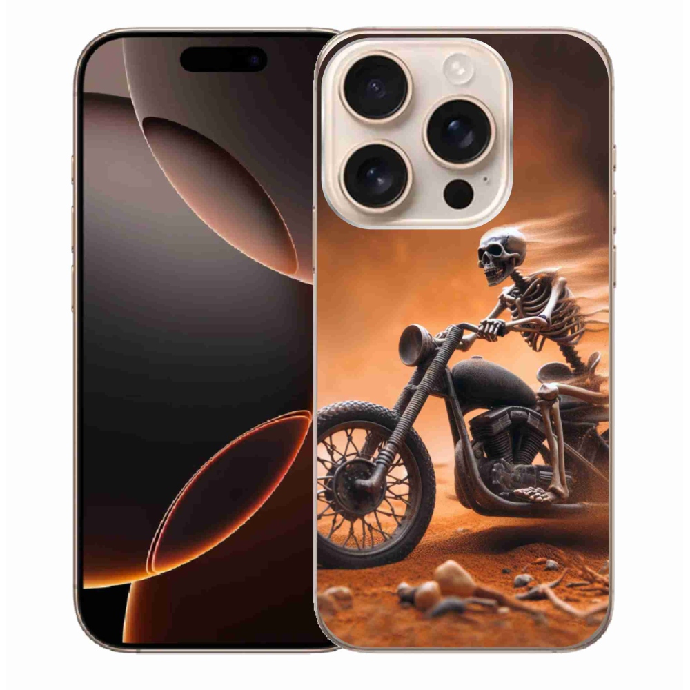 Gelový kryt mmCase na iPhone 16 Pro Max - kostra na motorce